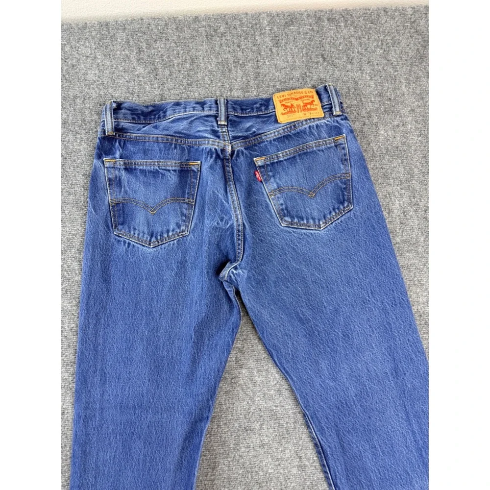 Levis 501 Original Fit Mens‎ Blue Denim Jeans Straight Leg Button Fly 36x33